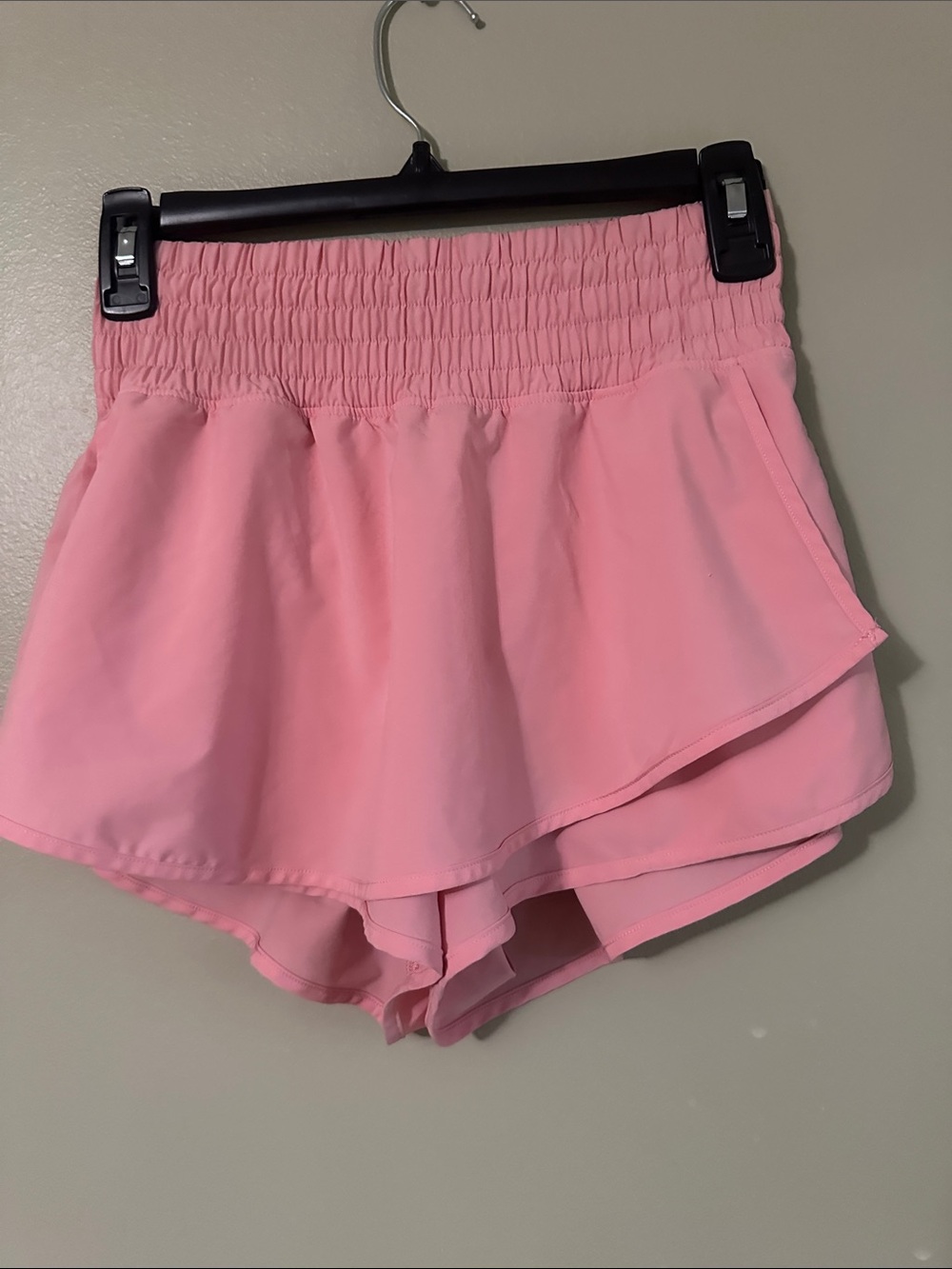 aerie Pink Smocked Waist Ruffle Skort Shorts